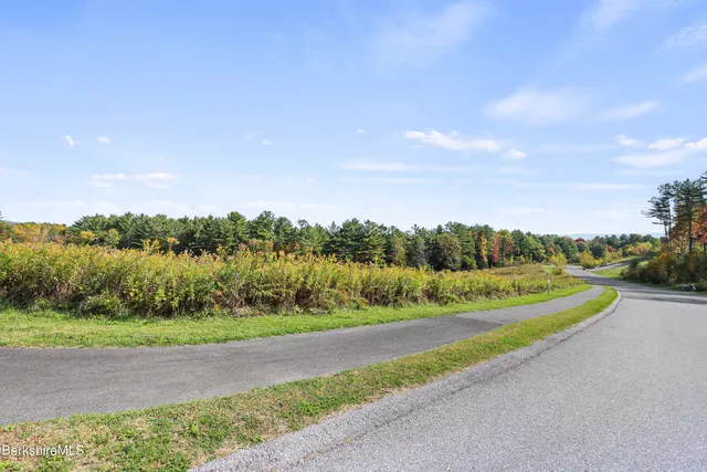 a view of a road with a yard