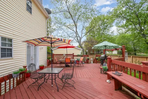 an outdoor space with seating