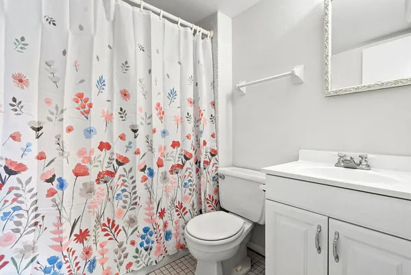 a bathroom with a sink toilet and a mirror