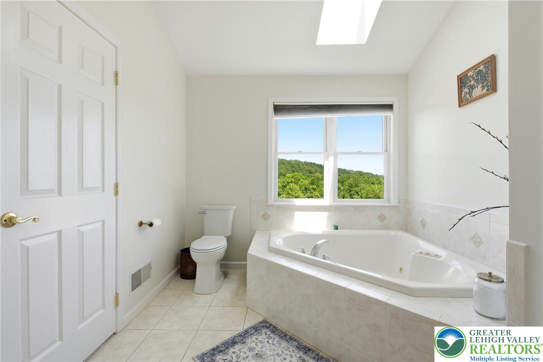 115 West Butternut Road Hellertown, PA 18055 - Photo 42 of 97 Indulge in relaxation within this bright primary bathroom, featuring a deep soaking tub and tranquil outdoor views.