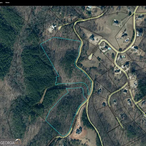 an aerial view of a backyard