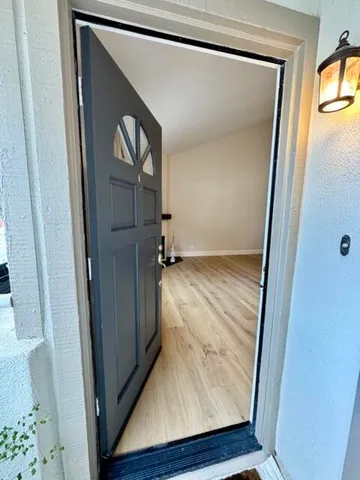 a building outdoor space with patio furniture