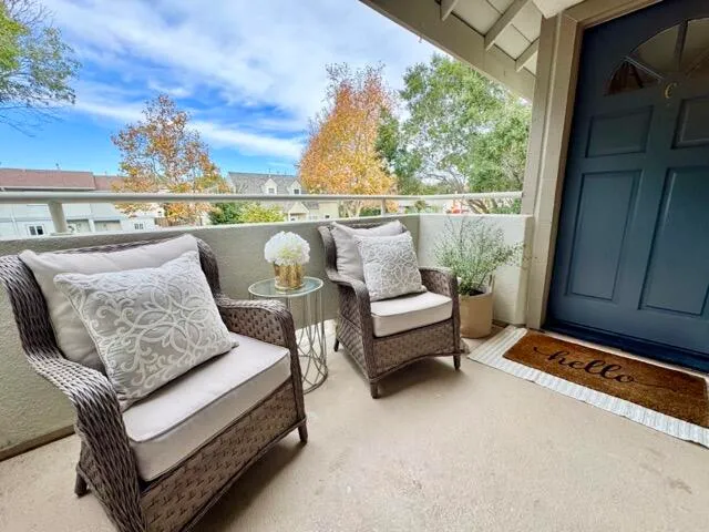 a view of a building with a garage