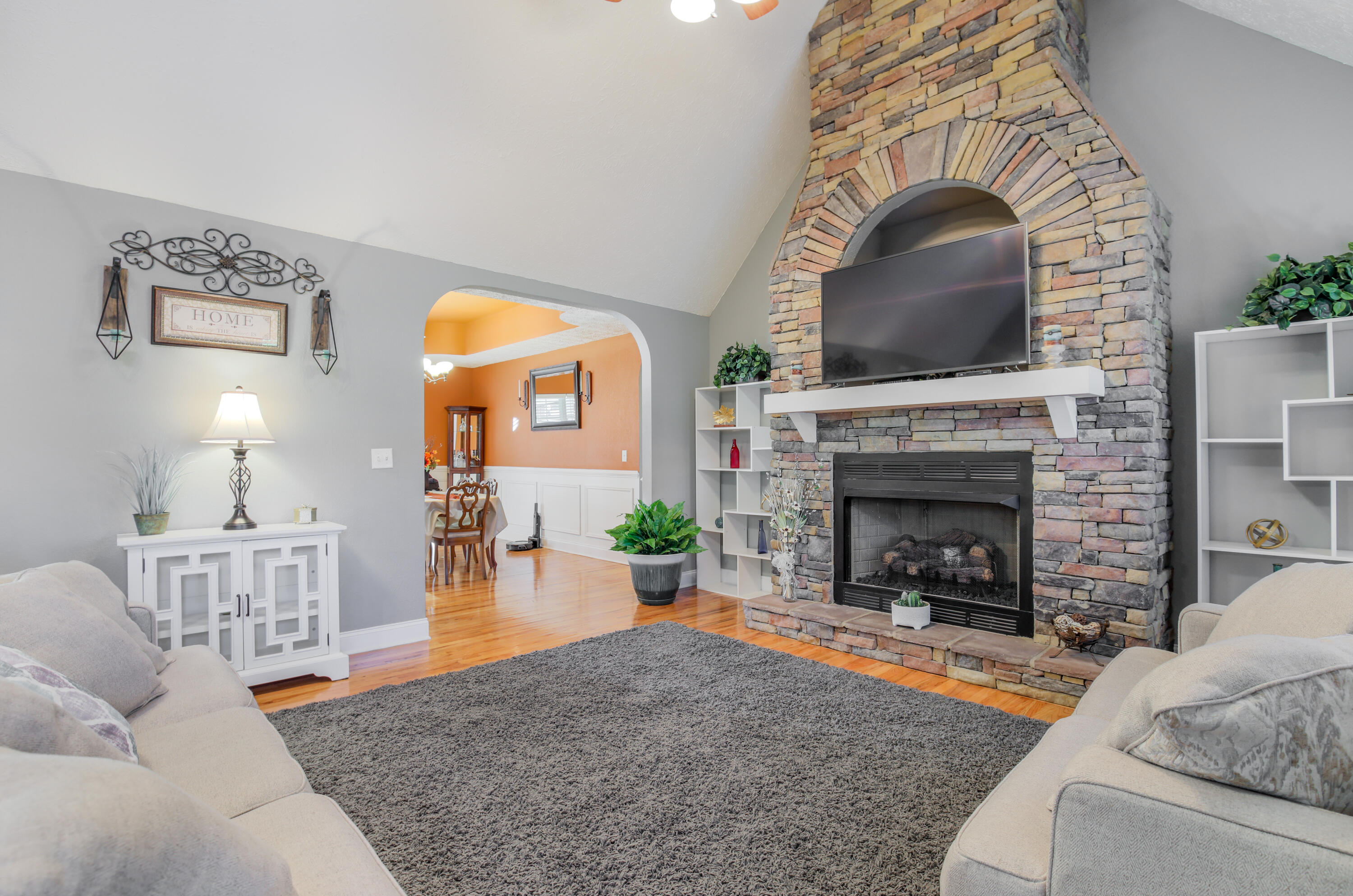 444 Deerfield Road Chickamauga, GA 30707 - Photo 13 of 98 Floor-to-Ceiling Stacked Stone Fireplace