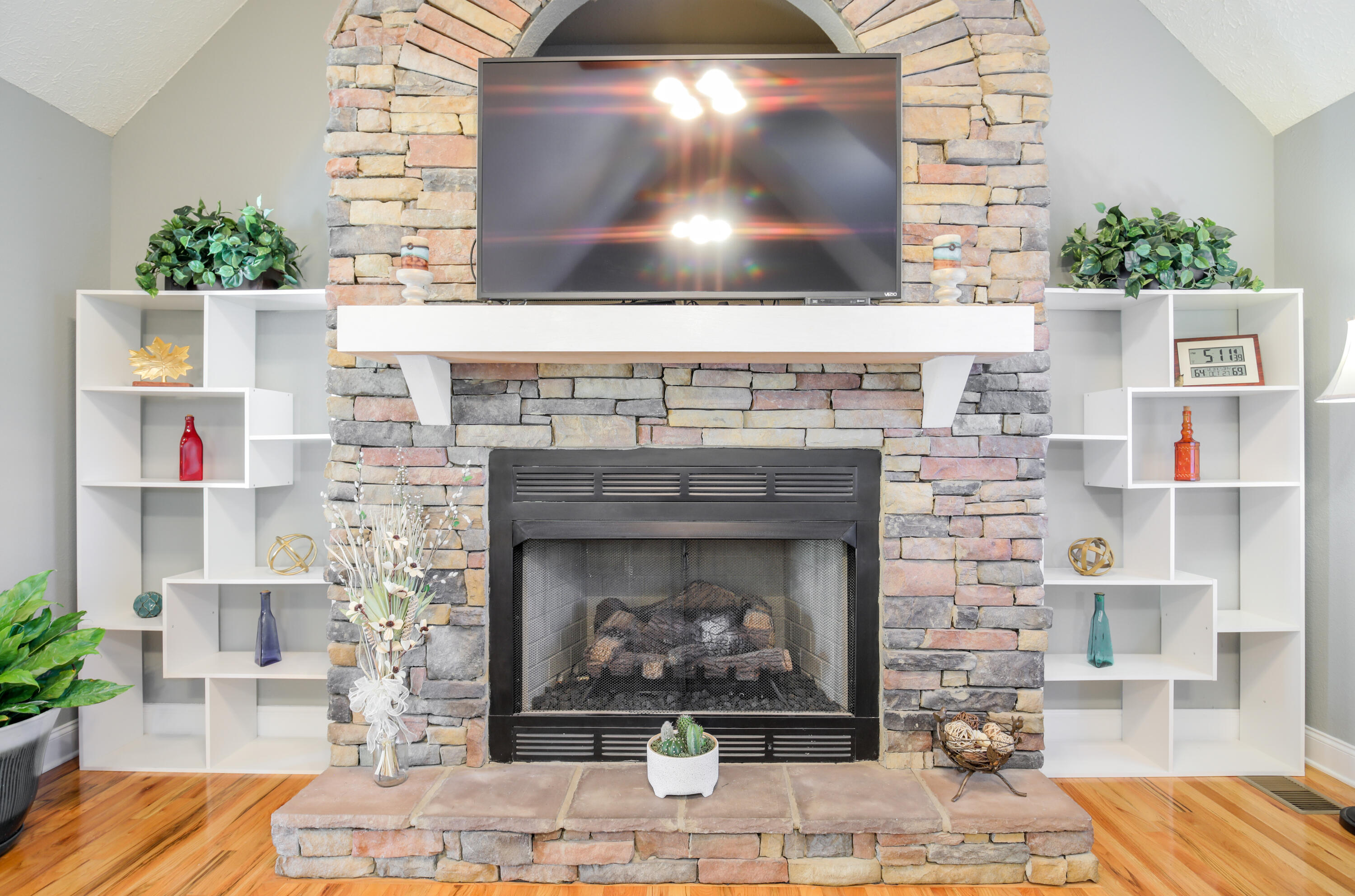 444 Deerfield Road Chickamauga, GA 30707 - Photo 14 of 98 Floor-to-Ceiling Stacked Stone Fireplace