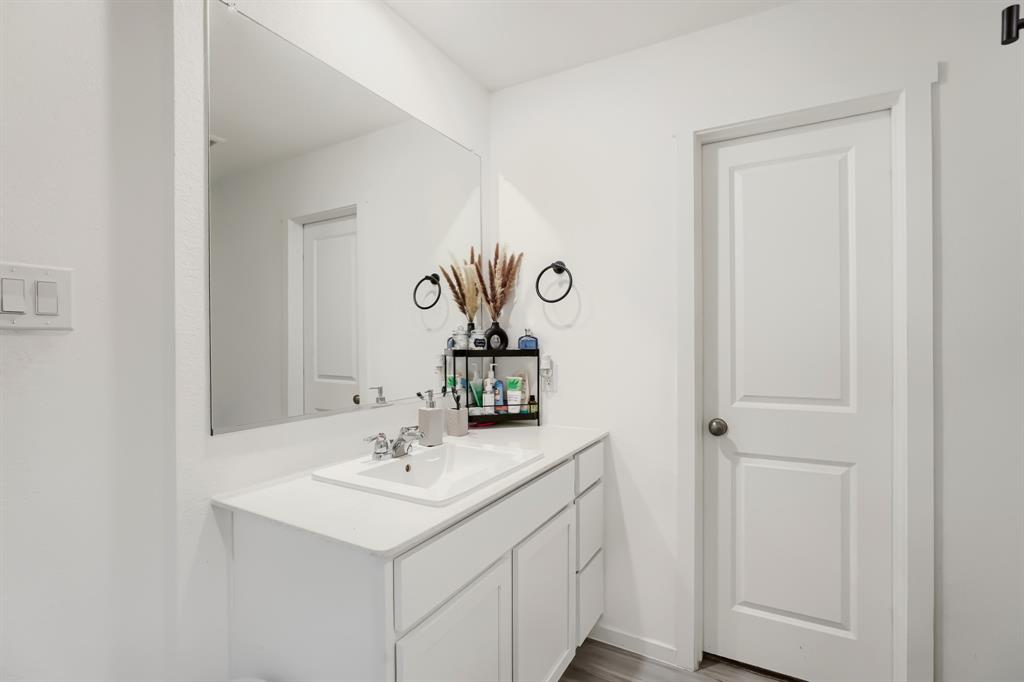 1619 Grassy Pond Road Forney, TX 75126 - Photo 4 of 28 Integrated vanity with white cabinetry, a single basin sink, and a chrome faucet