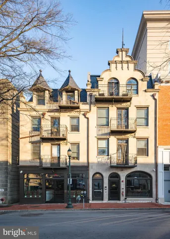 a view of a large building with a large windows