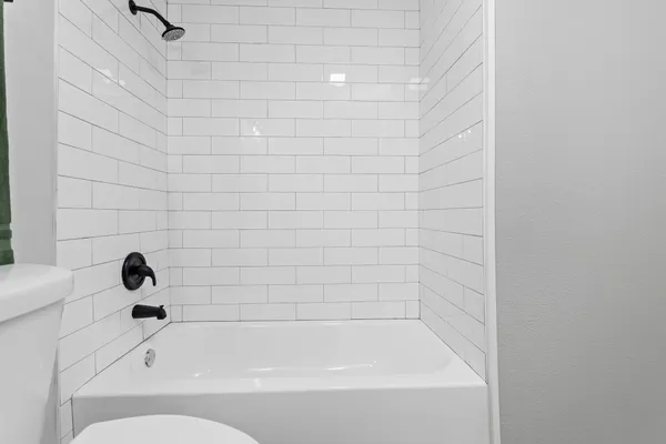 a bathroom with a bathtub