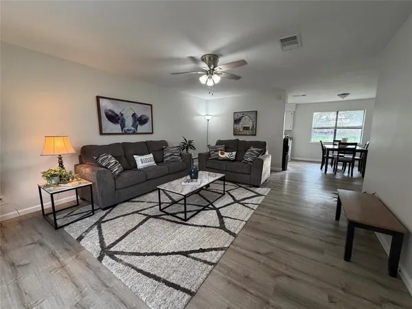 a living room with furniture