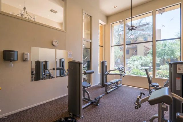 a view of a room with gym equipment