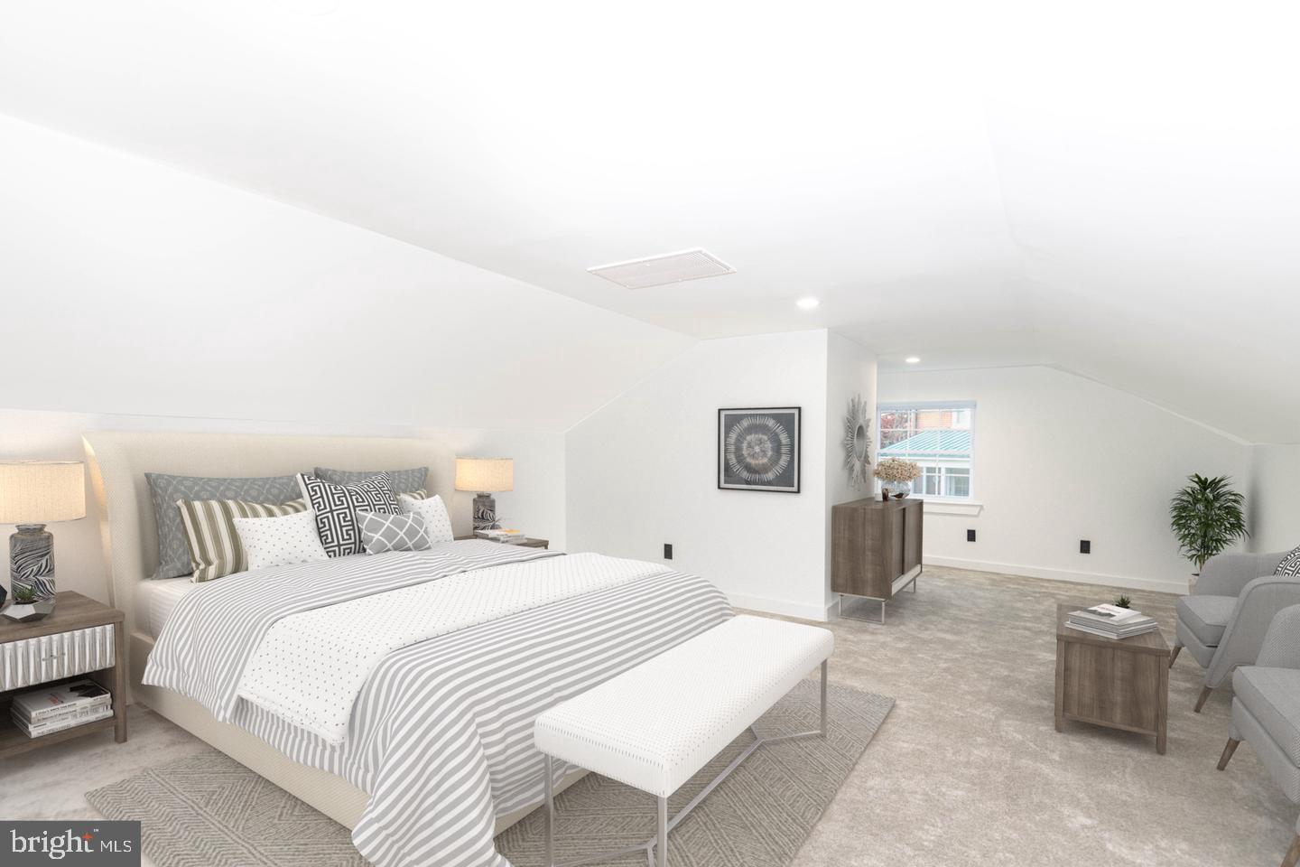 1323 Fernway Road Northwest Washington, DC 20012 - Photo 14 of 24 a spacious bedroom with a bed and a couch