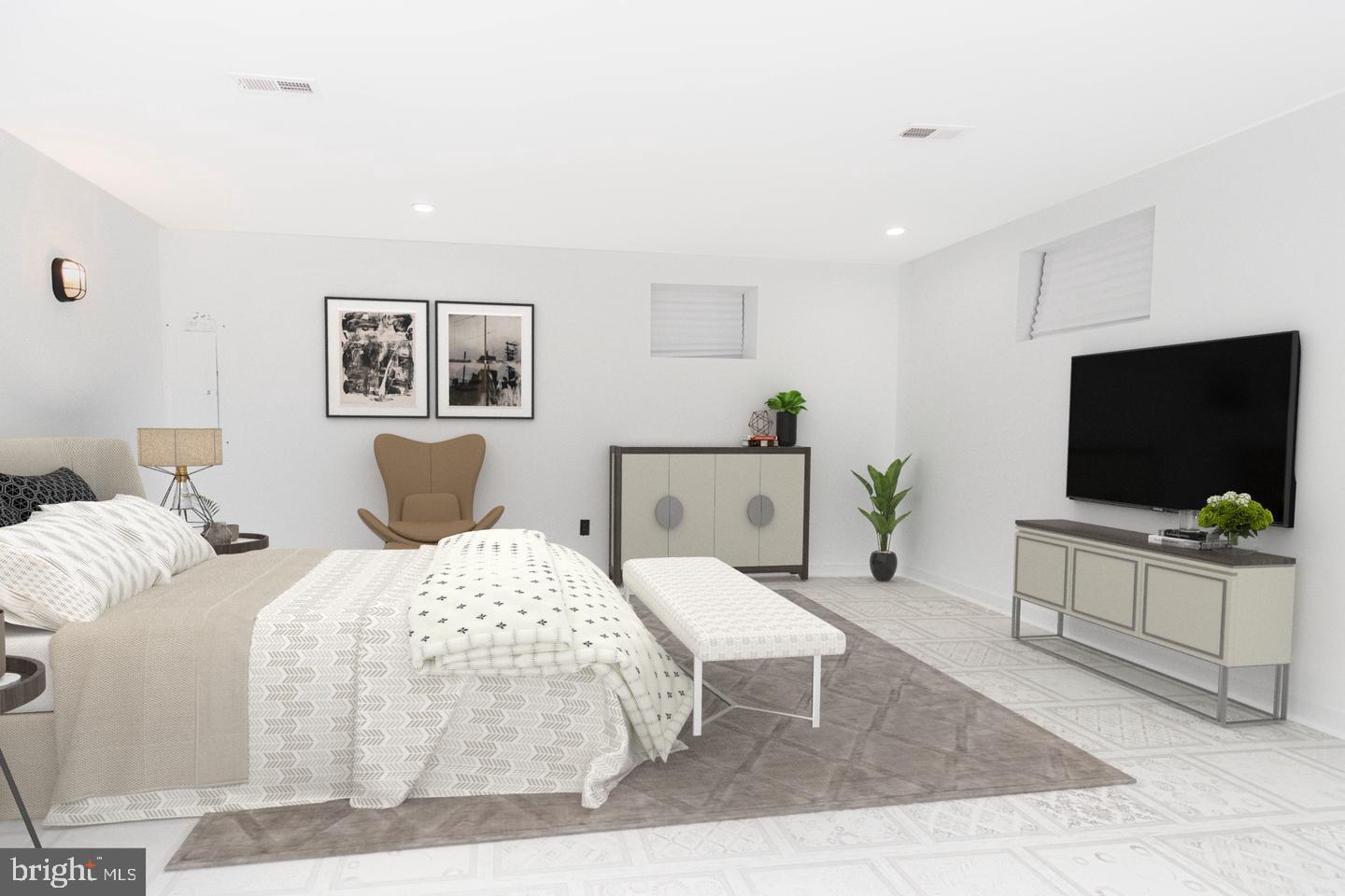 1323 Fernway Road Northwest Washington, DC 20012 - Photo 20 of 24 a bedroom with a bed and a flat screen tv