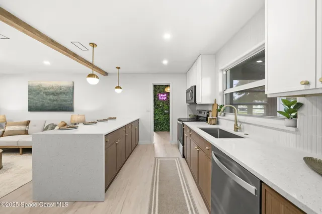 a kitchen with lots of counter top space