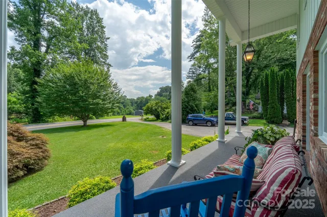 a view of a garden from a patio