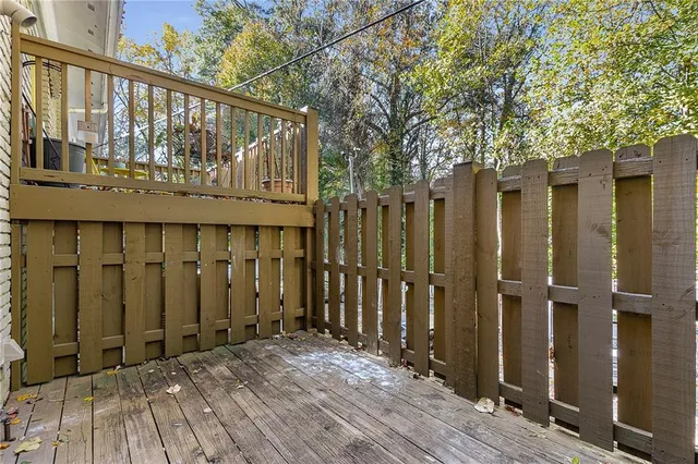 a view of wooden balcony
