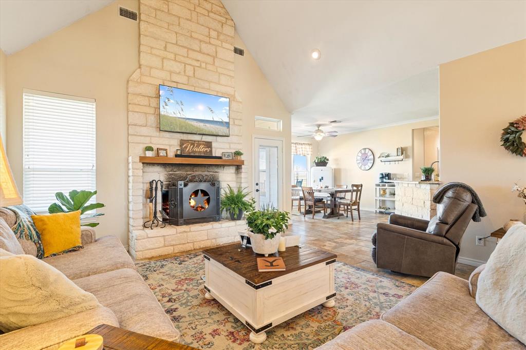 2885 Enloe Road Howe, TX 75459 - Photo 18 of 39 a living room with furniture and a fireplace
