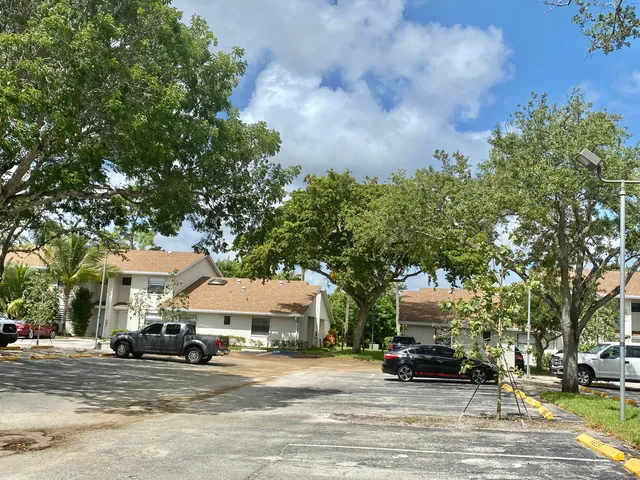 a view of a yard with a tree