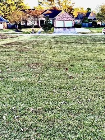 a front view of a house with a yard and trees