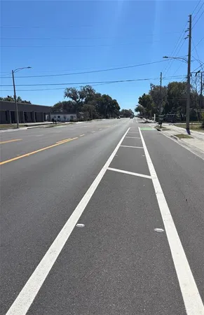 a view of a city street with a road