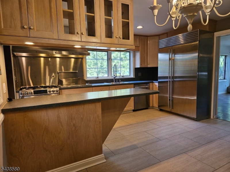 218 Devon Road Essex Fells, NJ 07021 - Photo 10 of 24 a kitchen with stainless steel appliances granite countertop a refrigerator and a sink