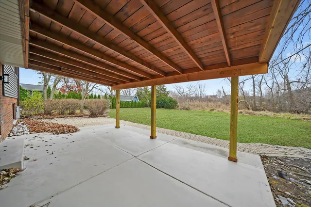 a view of a yard with porch