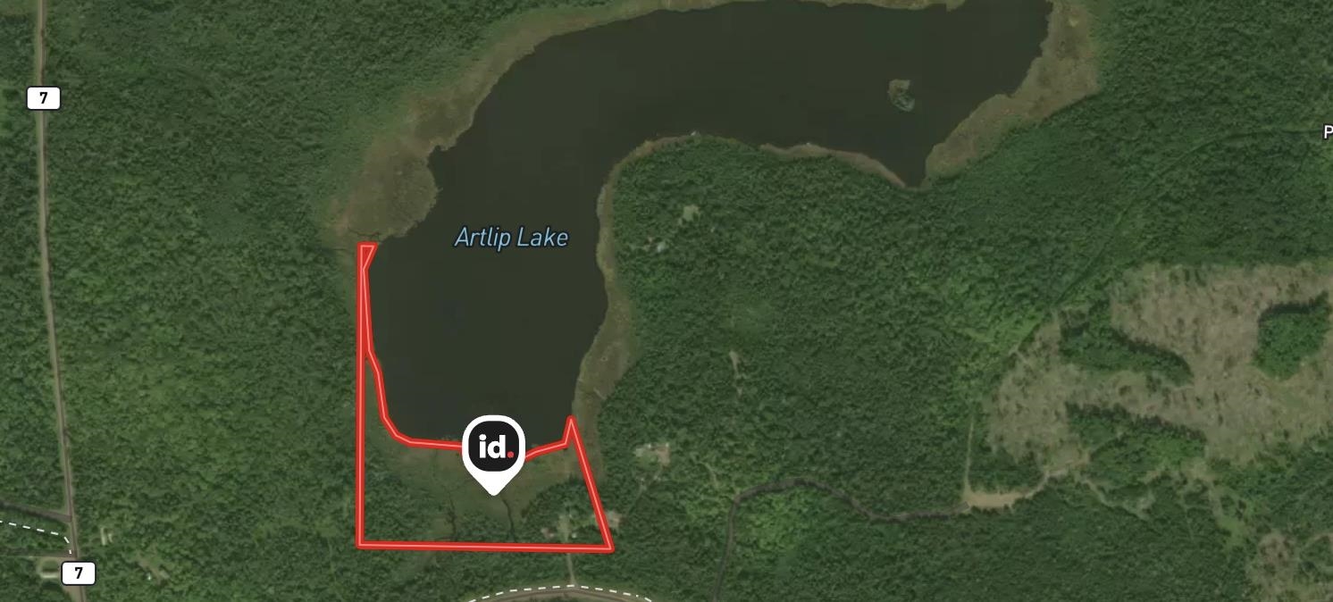 Aerial view of property's location with property parcel outlined