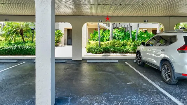 a view of a car in garage