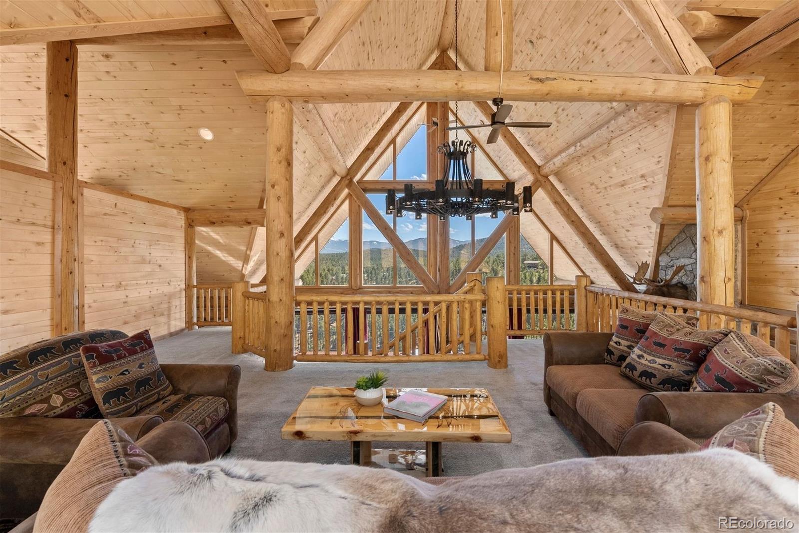 217 North Hill Drive Bailey, CO 80421 - Photo 28 of 49 a living room with furniture a rug and white walls