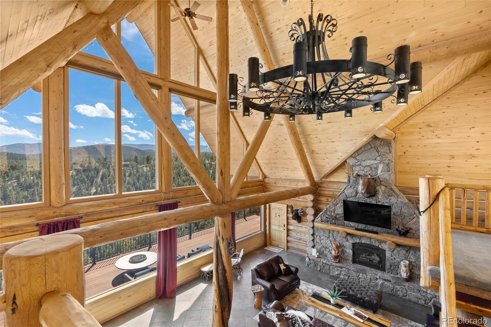 217 North Hill Drive Bailey, CO 80421 - Photo 29 of 49 a living room with fireplace furniture and a window