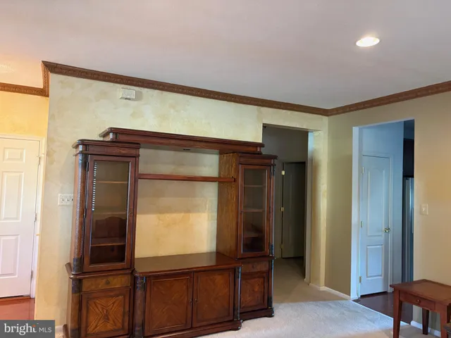 a living room with closet