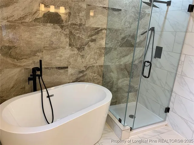 a bathroom with a bath tub and a shower