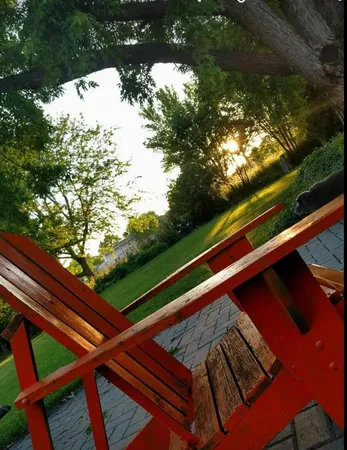 a view of backyard with green space