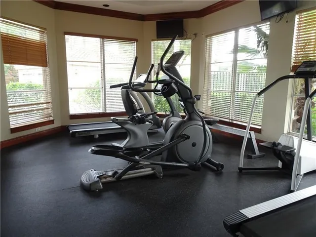 a view of a room with gym equipment