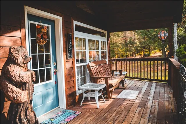 a view of a chairs on the deck