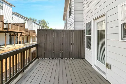 a view of wooden balcony