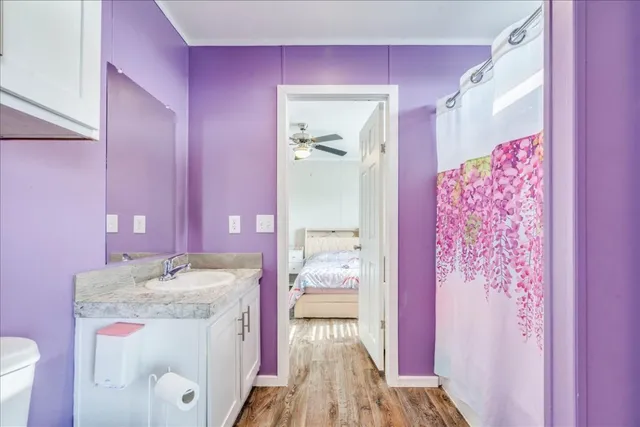 a bathroom with a sink vanity tub and shower