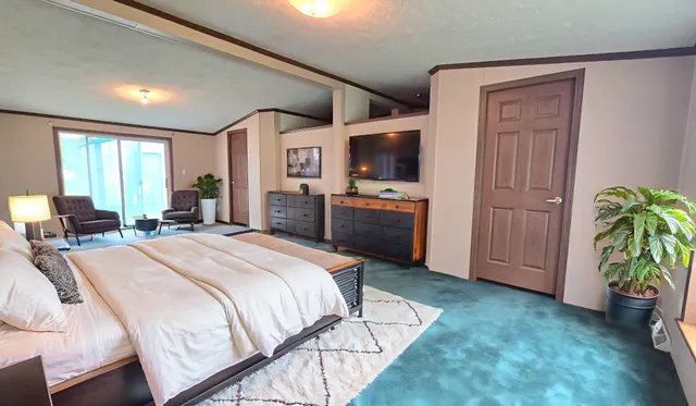 a view of a lake with a yard