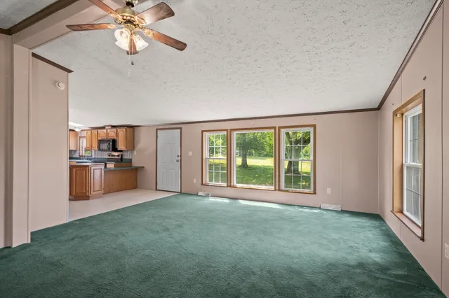 an empty room with windows