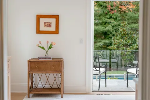 a view of entryway with wooden floor