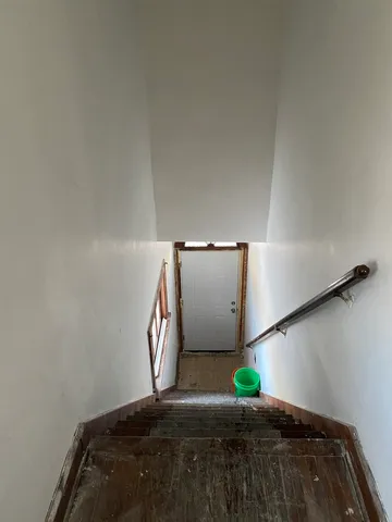 a view of backyard with large trees