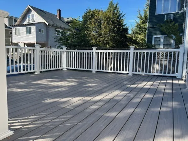 a view of a wooden deck