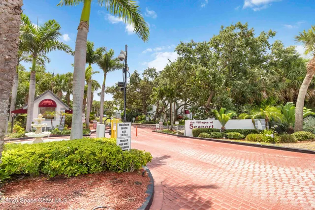 a view of street with palm trees