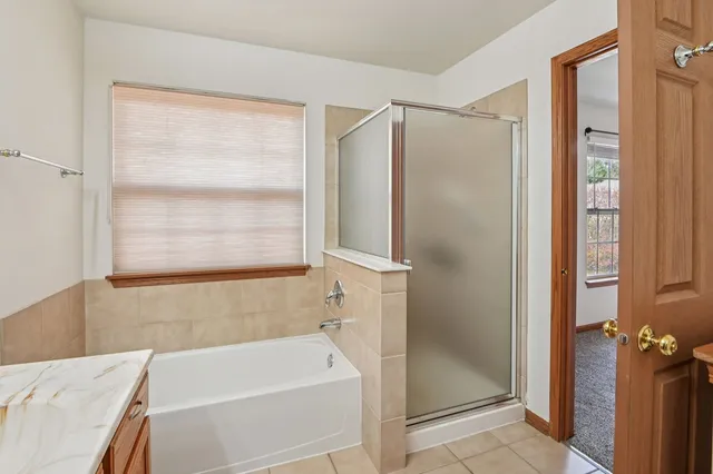 a bathroom with a tub a sink and a shower