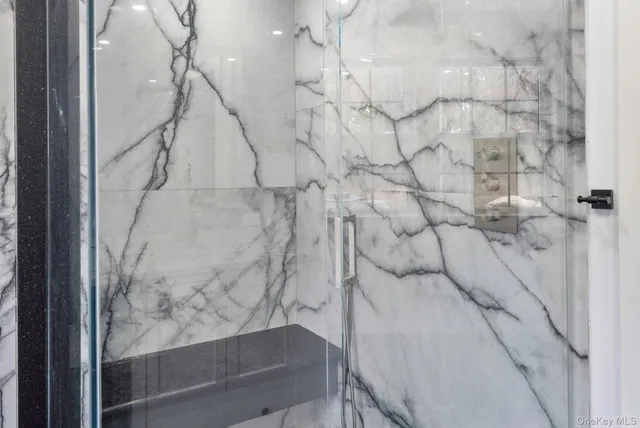 a bathroom with a bathtub