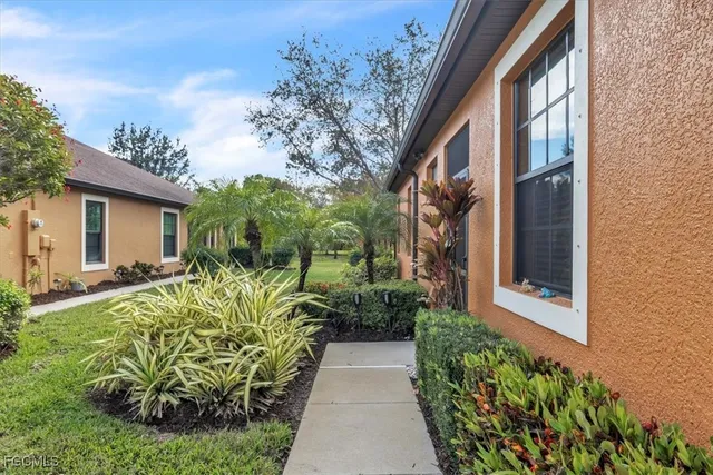 a view of a garden with pathway