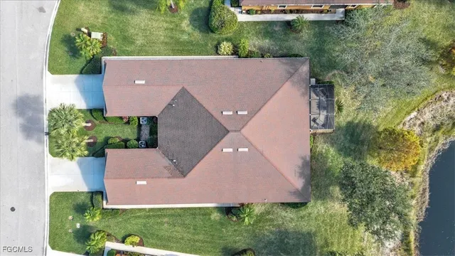 an aerial view of a house