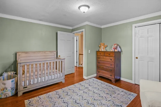 a bedroom with furniture and wooden floor