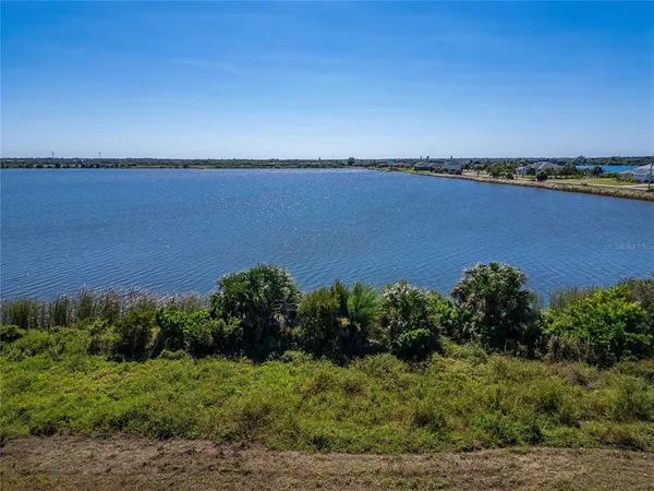 an aerial view of a residential houses with outdoor space and ocean