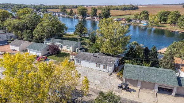 a view of a lake with outdoor space