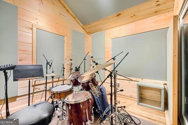 a view of a balcony with an outdoor space